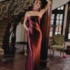 Burgundy Satin Strapless Evening Gown "Crimson Elegance" DR473
