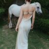 Ivory Satin Strapless Evening Gown "Luna Whisper" DR721