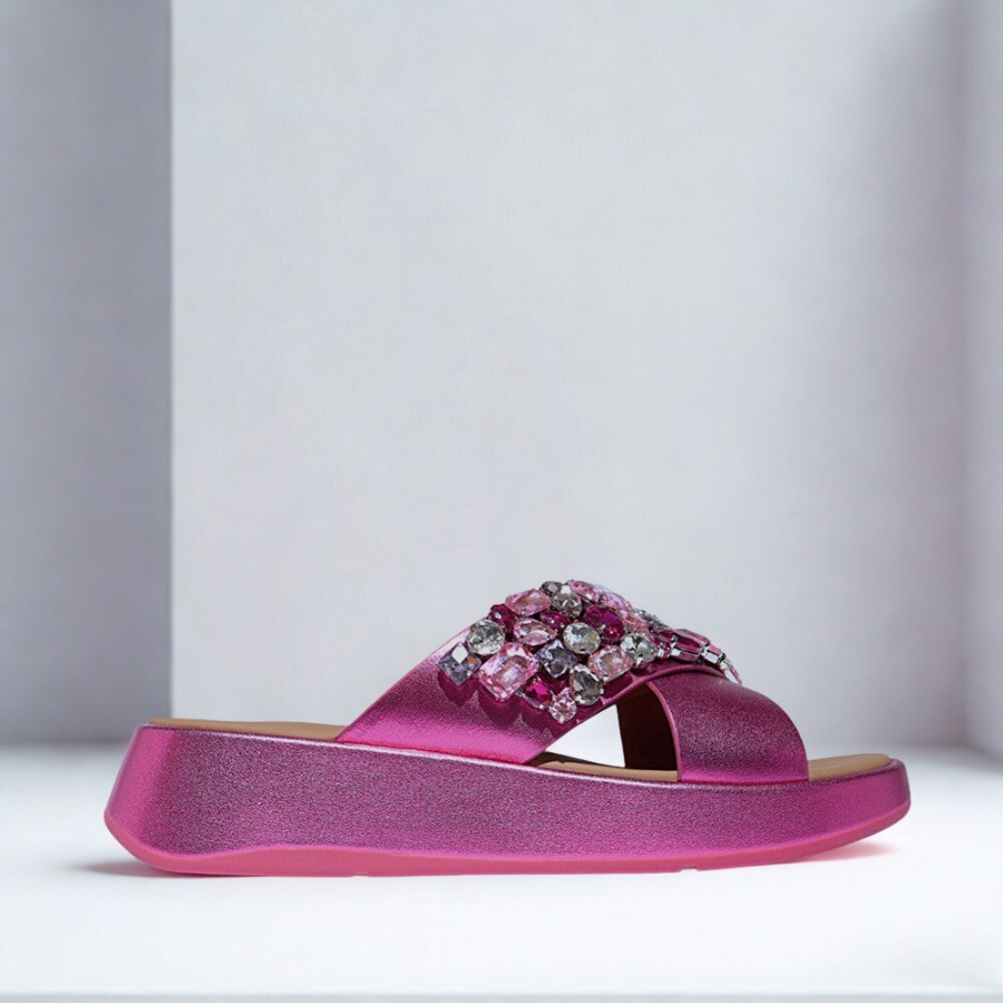 Womens-Sandals-Wisteria-Sheen-Metallic-Wild-Raspberry.jpg Women's Sandals Wisteria Sheen Metallic Wild Raspberry - Image 1